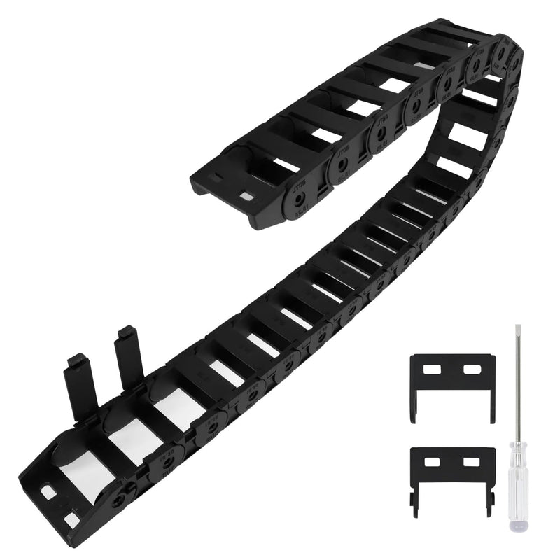 [Australia - AusPower] - R38 18mm x 38mm(Inner H x Inner W) Black Plastic Cable Wire Carrier Drag Chain 1M Length for CNC, with End Connectors - Bridge Type (Inner Side openable) 18*38 