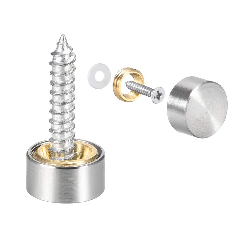 [Australia - AusPower] - uxcell Mirror Screws Decorative Caps Cover Nails Brushed Stainless Steel 10mm 8pcs 