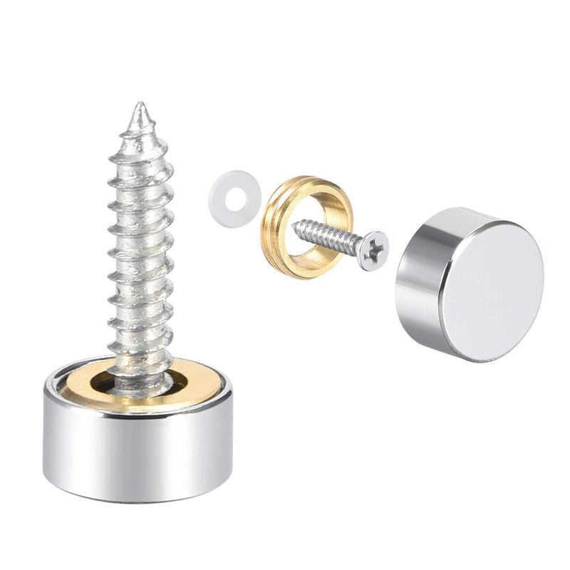[Australia - AusPower] - uxcell Mirror Screws Decorative Caps Cover Nails Polished Stainless Steel 10mm 8pcs 