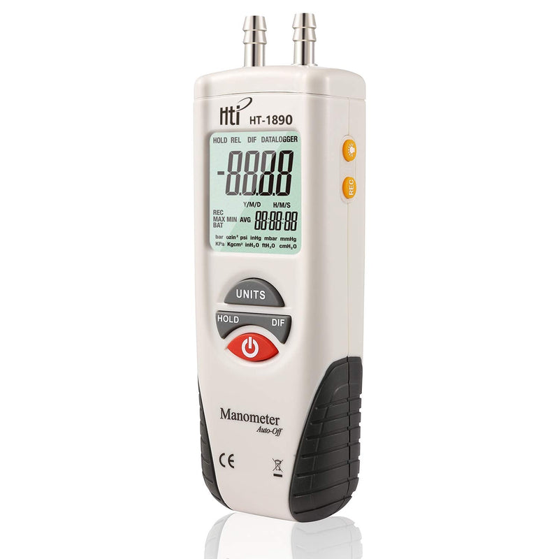 [Australia - AusPower] - Digital Manometer, Dual Port Air Pressure Meter Pressure Gauge HVAC Gas Tester, Differential Pressure Manometer with 5/16 Inches Diameter Pressure Port, Hti-Xintai 5/16 Inches Diameter Port 