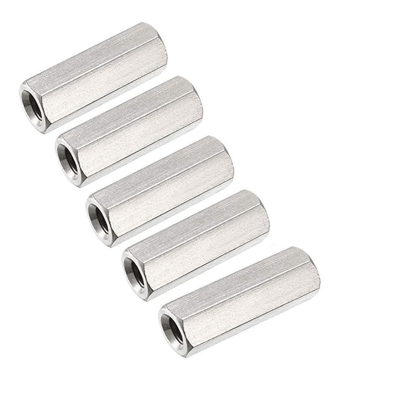 [Australia - AusPower] - 5PCS M6 X 1-Pitch 30mm Length 304 Stainless Steel Metric Hex Coupling Nut 