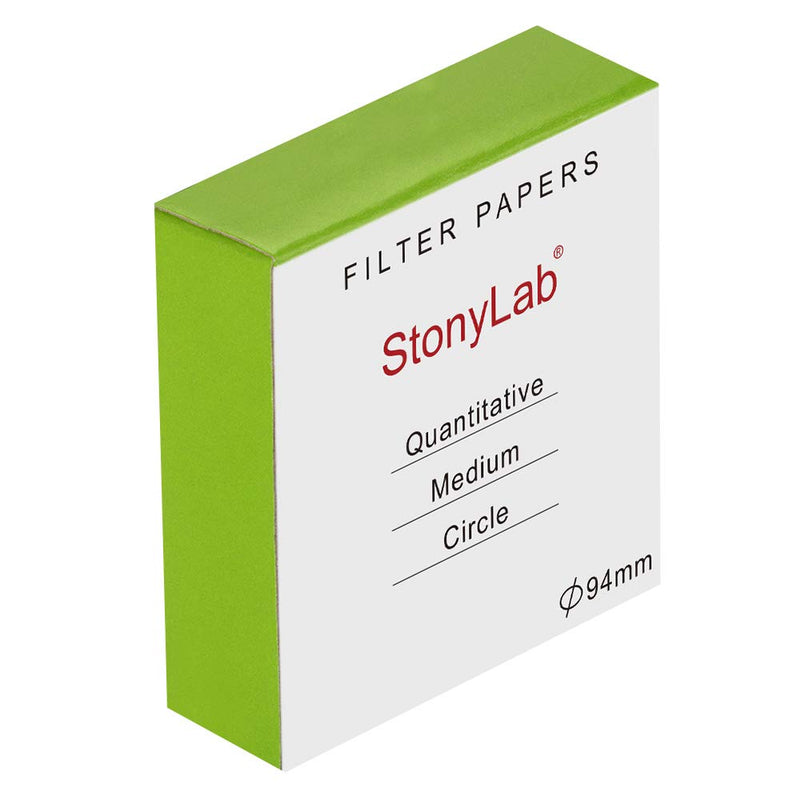 [Australia - AusPower] - StonyLab Quantitative Filter Paper Circles, 94mm Diameter Cellulose Filter Paper with 20 Micron Particle Retention Medium Filtration Speed, Pack of 100 94 mm Diameter 