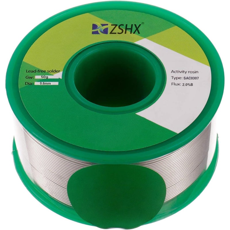 Lead-Free Solder Wire Sn99 Ag0.3 Cu0.7 Rosin Core Solder Wire for Electrical Soldering (0.6 mm 50 g) silver