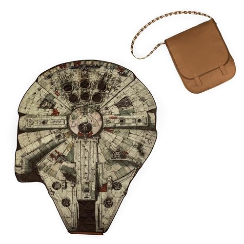 PICNIC TIME Star Wars Millennium Falcon Blanket in a Bag, (Brown with Millennium Falcon Design)