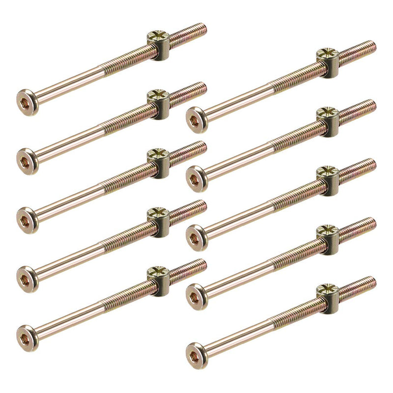[Australia - AusPower] - uxcell M6 x 110mm Furniture Bolts Nut Set Hex Socket Screw with Barrel Nuts Phillips-Slotted Half Thread Zinc Plated 20 Sets 