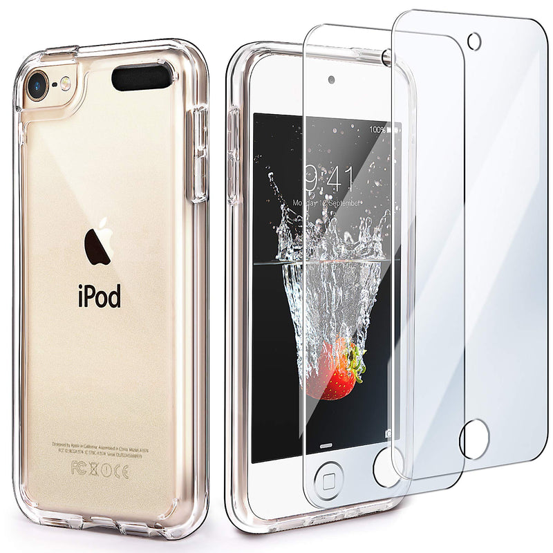 [Australia - AusPower] - IDWELL iPod Touch 7 Case Clear, Touch 6 Touch 5 Case with 2 Screen Protectors, Clear Slim Soft TPU Bumper Hard Cover for iPod Touch 5/6/7th Generation (Latest Model,2019 Released), HD Clear 