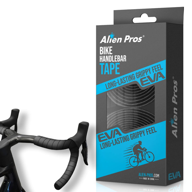 ALIEN PROS Bike Handlebar Tape EVA (Set of 2) Black - Enhance Your Bike Grip with These Bicycle Handle bar Tape - Wrap Your Bike for an Awesome Comfortable Ride (Set of 2, Black) Black - Set of 2