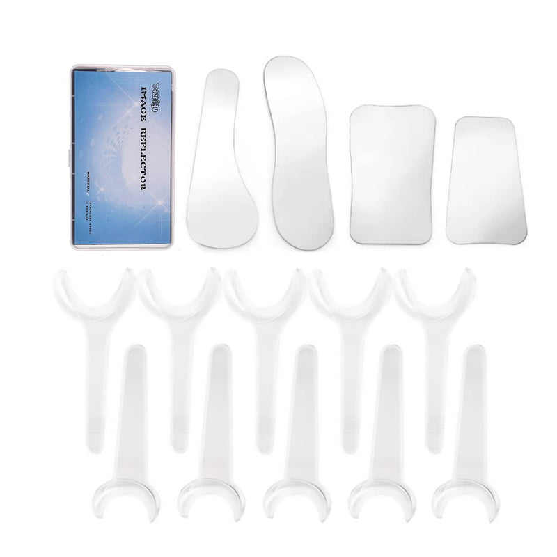 [Australia - AusPower] - Dental Photography Mirrors Stainless Steel & 10Pcs T-shape Retractor Mouth Opener 
