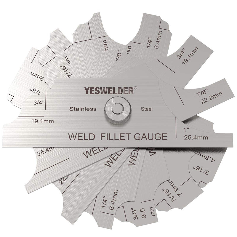 [Australia - AusPower] - YESWELDER MG-11 Metal Weld Fillet Gages Set (7PCS) 1/8''-1'' Welding Inspection Test Ulnar MM & inch 