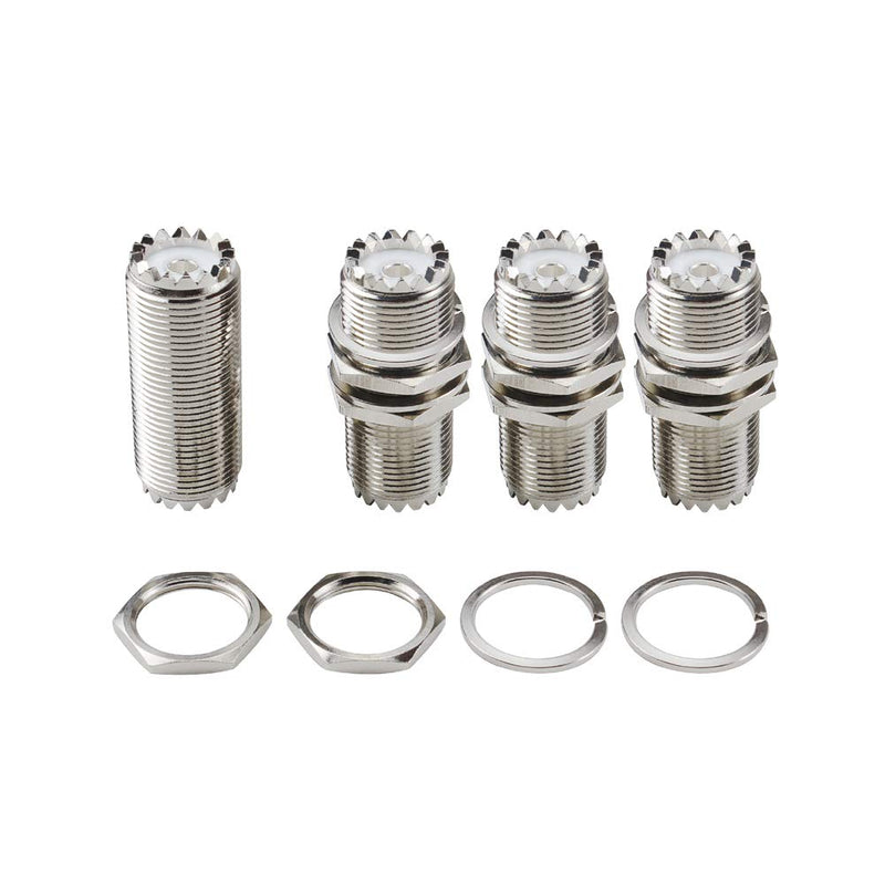 [Australia - AusPower] - Eifagur，4pcs PL-259 Bulkhead Connector UHF Female to UHF Female Adapter SO-239 Nut Bulkhead Panel Mount CB Radio Adapter Connector 
