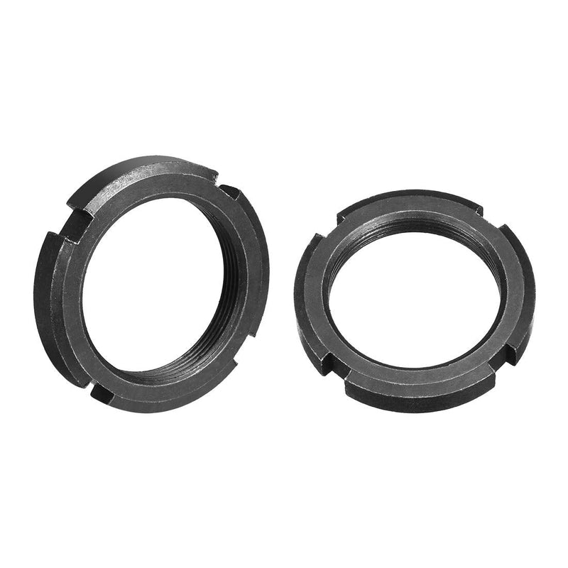[Australia - AusPower] - uxcell M40x1.5mm Retaining Four-Slot Slotted Round Nut, 2Pcs Carbon Steel Round Lock Nut for Various Rolling Bearings, Industrial Field, Black 2 