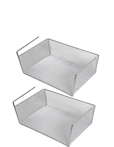 YBM Home Under Shelf Basket (2-Pack) Mesh Stainless Steel Storage Under Cabinet Hanging Basket Rack Maximize Space in Cabinets, Pantry Room, Bathroom, Laundry Room, and More, 1131 2 6x15x10 large