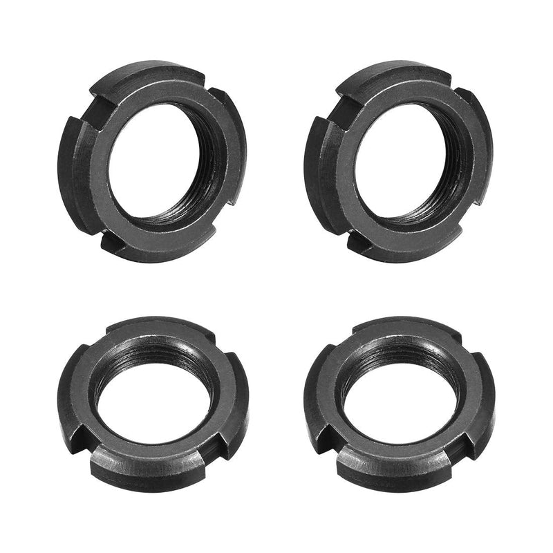 [Australia - AusPower] - uxcell M25x1.5mm Retaining Four-Slot Slotted Round Nut, 4Pcs Carbon Steel Round Lock Nut for Various Rolling Bearings, Industrial Field, Black 