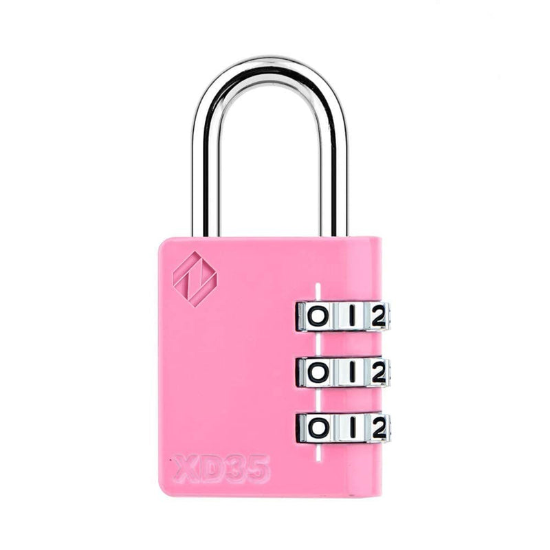 [Australia - AusPower] - Combination Lock, 3-Digit Padlock for School Gym Sports LockerLock, Fence, Toolbox, Case, Hasp Storage (1-Pack, Pink) 1P 1P, Pink 
