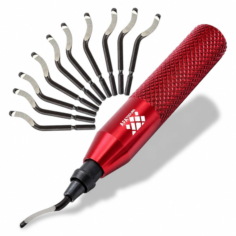AFA Tooling - Deburring Tool with 10 Extra High Speed Steel Blades - Deburring Metal, Plastic, Resin, PVC Pipes, Copper, and 3D Printed Edges - As a Copper Pipe Deburrer, for Plumbing and 3D Printing 11 Blades (BS1010)