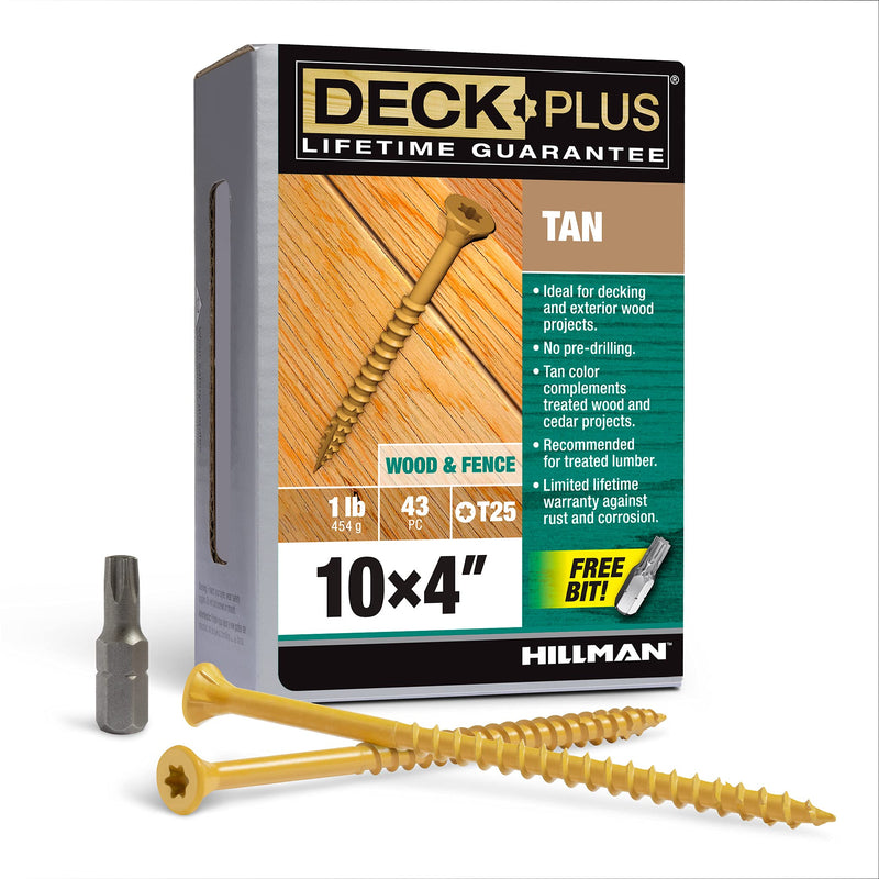 [Australia - AusPower] - Deck Plus 48423 Wood Screws #10 x 4", Tan, 1lb Box, 43 pieces 