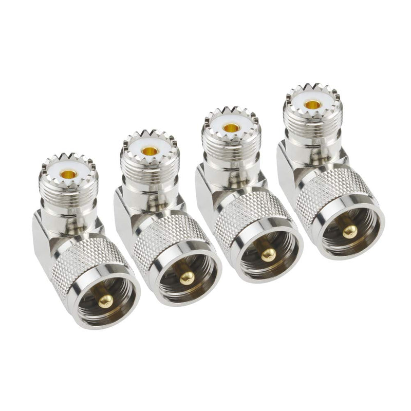 [Australia - AusPower] - UHF Male PL-259 to UHF Female SO-239 L Shape Right Angle 90 Degree RF Coax Coaxial Adapter Connector（Pack of 4） Eifagur 