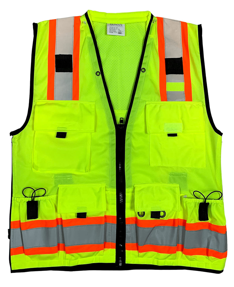 Vero1992 (F Safety Vest For Men's, Engineer High Visibility Vest With Pockets and Zipper, Reflective safety vest Medium-Large Yellow