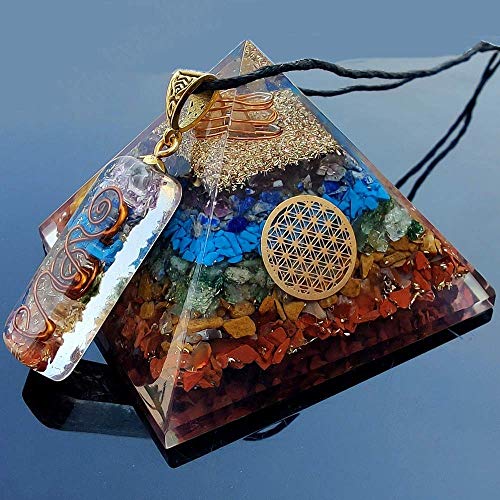 Chakra Pyramid - Seven Chakra Pyramid - Orgonite Pyramid for Energy Healing - Orgonite Kit - Protection with Seven Chakra Orgonite Necklace Seven Chakra With Necklace