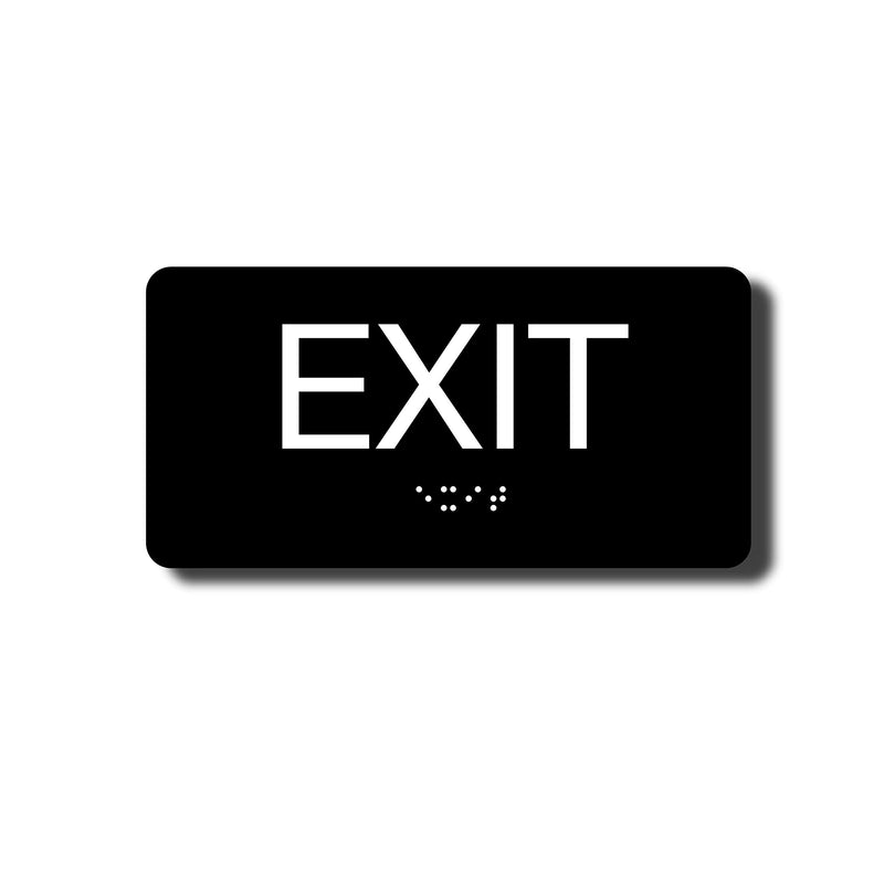 [Australia - AusPower] - ADA Compliant Exit Sign with Braille (6" x 3" Black) 6" x 3" Exit, Black 