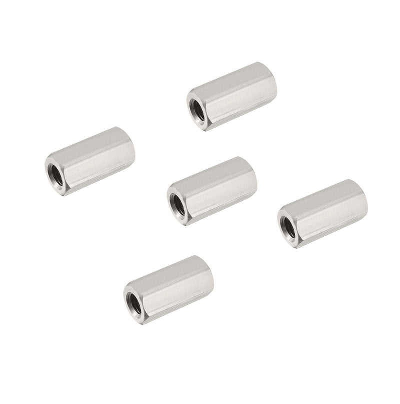 [Australia - AusPower] - 5PCS M8 X 1.25-Pitch 25mm Length 304 Stainless Steel Metric Hex Coupling Nut 
