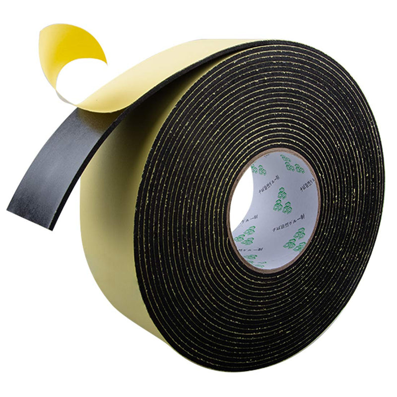 [Australia - AusPower] - High Density Foam Insulation Tape Adhesive Rubber Strip, Seal, Door Insulation Foam Tape Weatherstrip, Waterproof, HVAC, Pipes, Foam Strips Air Conditioning, Weather Stripping Foam(33Ft x 1/8’’ x 2’’) 33Ft x 1/8'' x 2'' Black 