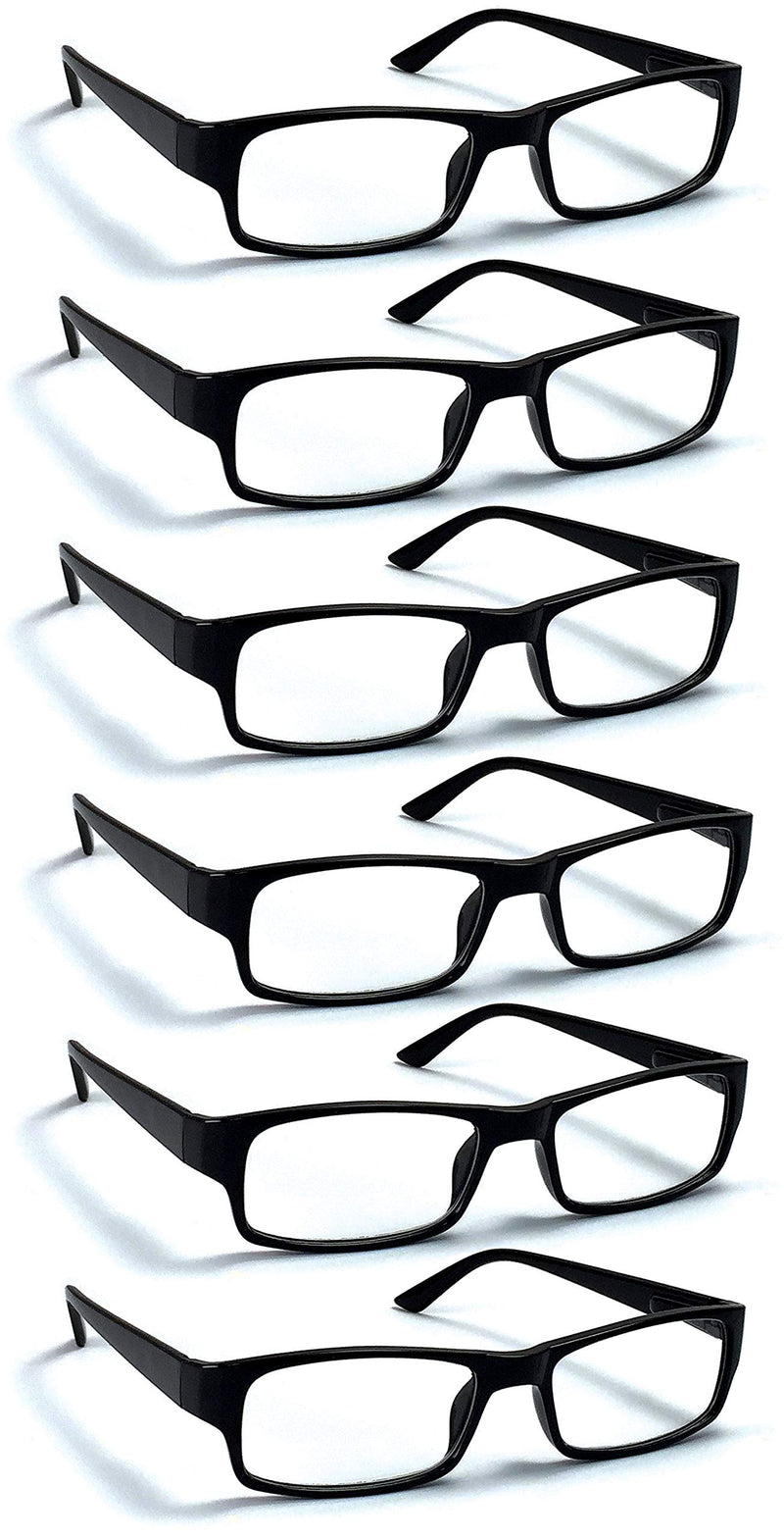 [Australia - AusPower] - Boost Eyewear 6 Pack Reading Glasses, Traditional Black Frames, with Spring Loaded Hinges 2.0 Diopters 9.0 Millimeters 2.00 Inches 0.00 6.0 