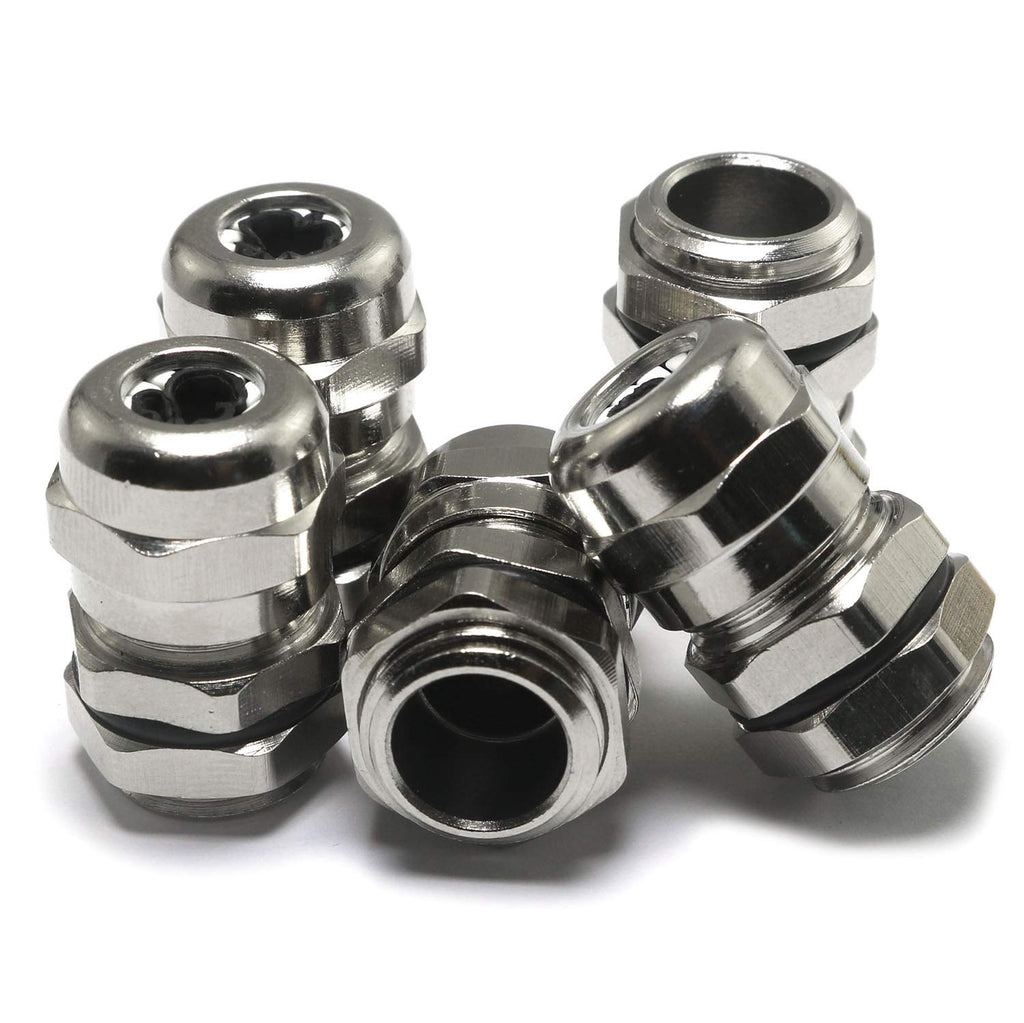 Magic&shell 5PCS PG9 4-8mm Wire Range Metal Waterproof Connector Fastener Locknut Stuffing Cable Gland