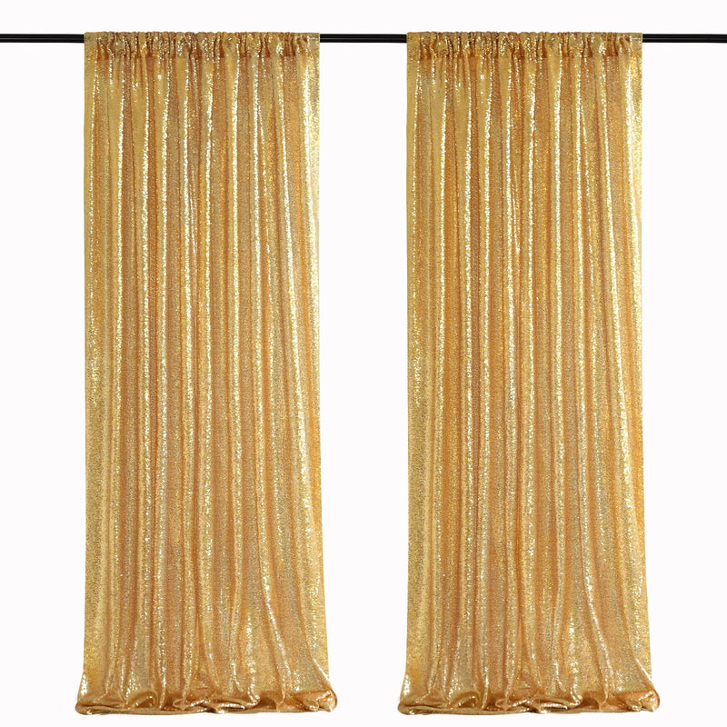 [Australia - AusPower] - Gold Sequin Backdrop Curtain Panels Stage 2 Pieces 2FTx8FT Wedding Party Background Drapes Gold 2 pcs-2ftx8ft 