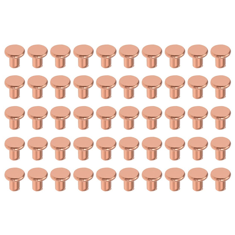 [Australia - AusPower] - uxcell 100Pcs Copper Solid Rivets, 1/8" x 5/32" Flat Head Rivet Metal Fasteners for Electrical Applications, Leather Working Supplies 1/8" x 5/32" 100 