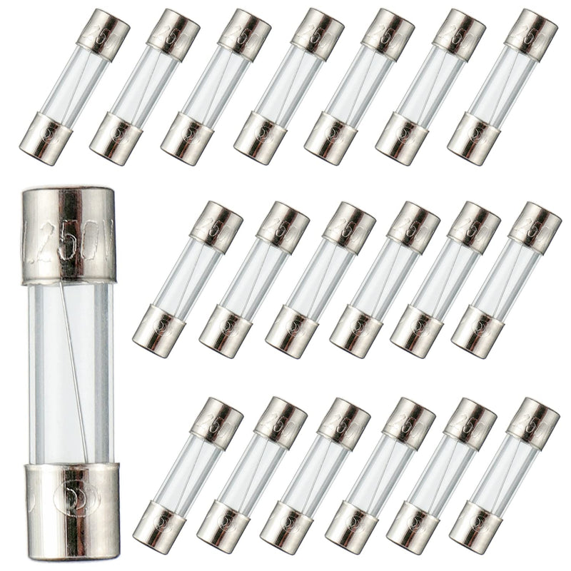 [Australia - AusPower] - BOJACK 5x20mm 5A 5amp 250V 0.2x0.78 Inch F5AL250V Fast-Blow Glass Fuses(Pack of 20 Pcs) 