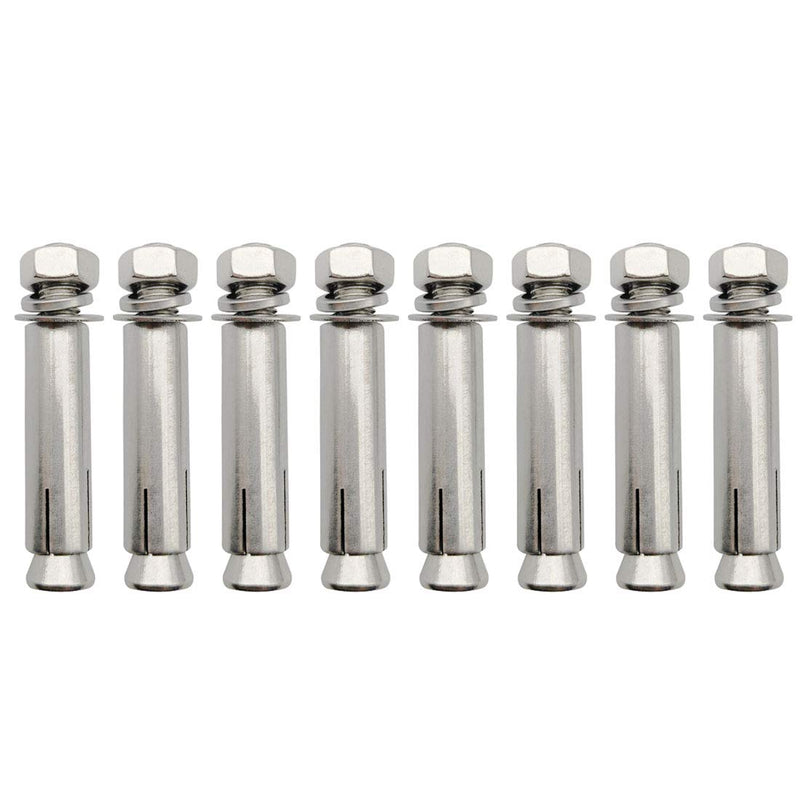 [Australia - AusPower] - Expansion Bolts, 304 Stainless Steel External Hex Nut Expansion Screw Bolts Sleeve Anchor M8x60mm 8Pcs Silver 