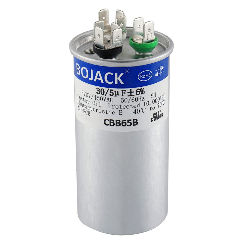 [Australia - AusPower] - BOJACK 30+5uF 30/5MFD ±6% 370V/440V CBB65 Dual run circular start capacitor for AC motor run or fan start or condenser straight 