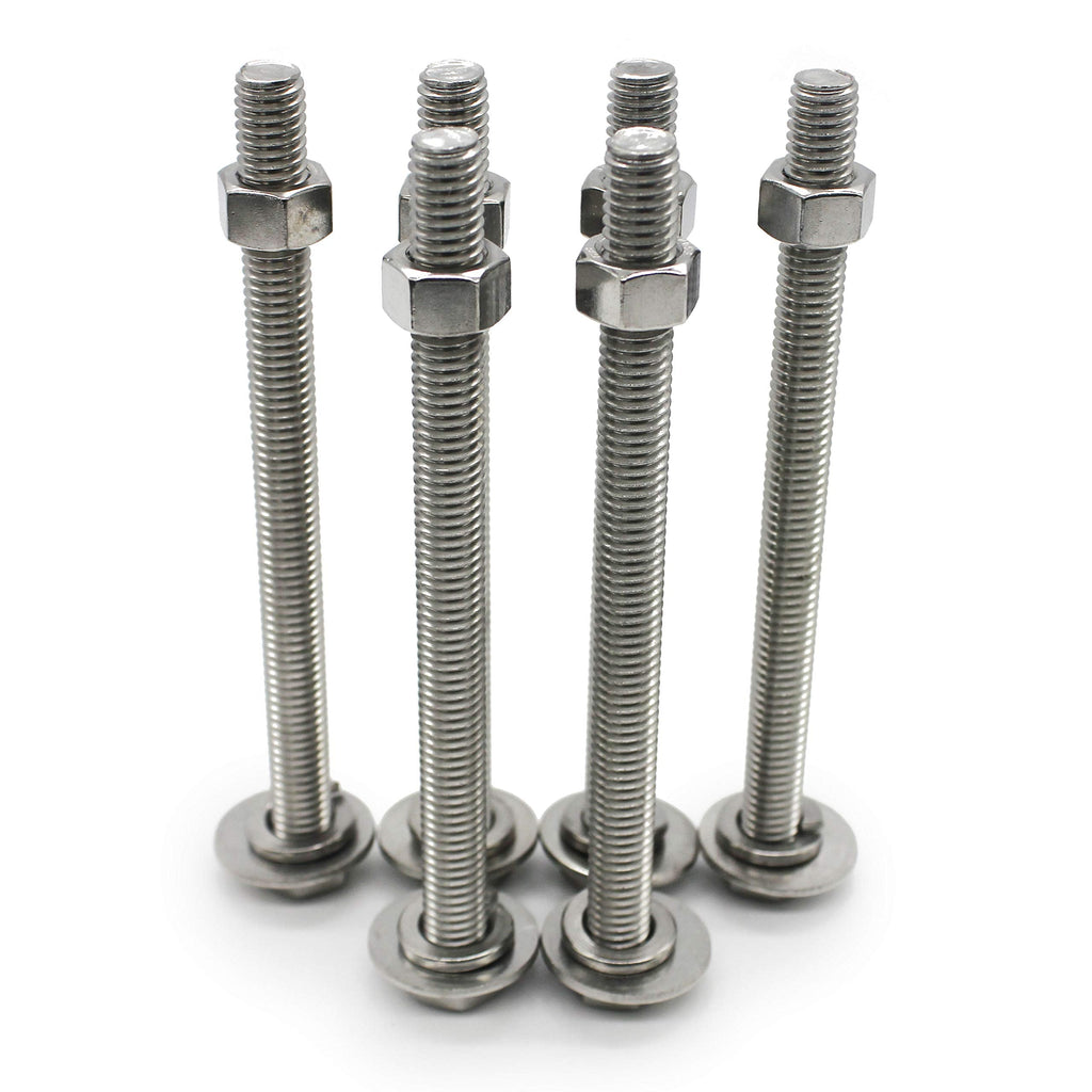 (5 Sets) 5/16-18x5" Stainless Steel Hex Head Screws Bolts, Nuts, Flat & Lock Washers, 18-8 (304) S/S, Fully Threaded by Bolt Fullerkreg (5 Sets) 5/16x5"