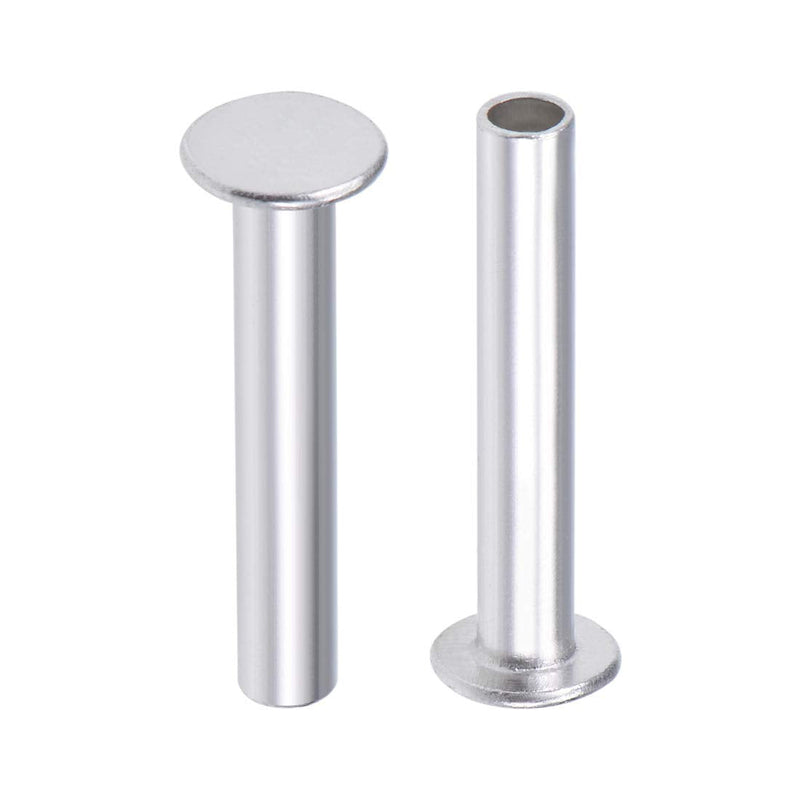 [Australia - AusPower] - uxcell 50 Pcs 5mm x 30mm Aluminum Flat Head Semi-Tubular Rivets Silver Tone 