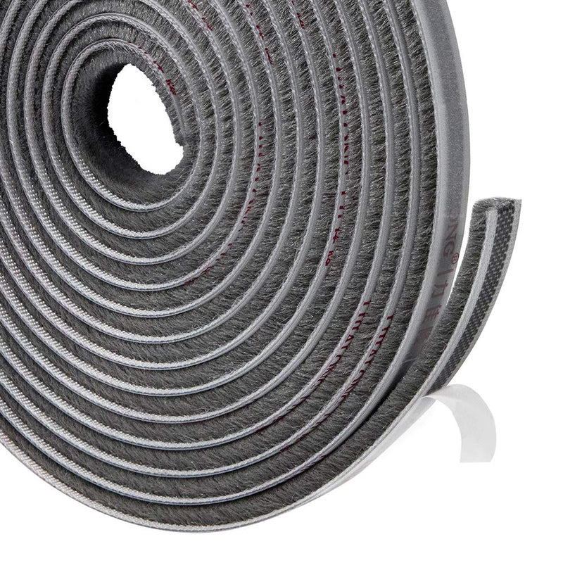 [Australia - AusPower] - TORRAMI Felt Pile Weather Stripping 11/32 inch x 3/16 inch x 16 ft, Sliding Windows and Door Frame Side Brush Seal, Draft Stopper Soundproofing, Grey Gray 
