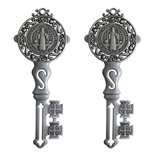 San Rafael Arcangel - Double Pack Saint Benedict Key Blessing For Protection - Home and Door hanger - Wall Hanger Catholic Gifts - Llave de San Benito Catholic Favor