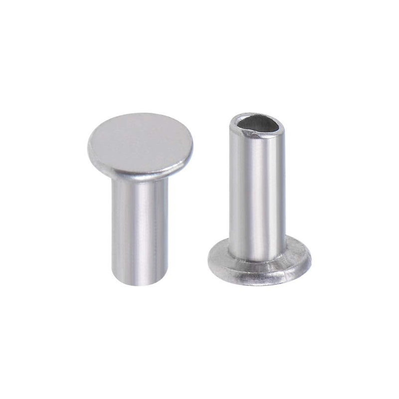 [Australia - AusPower] - uxcell 100 Pcs 2.5mm x 6mm Aluminum Flat Head Semi-Tubular Rivets Silver Tone M2.5 x 6mm 