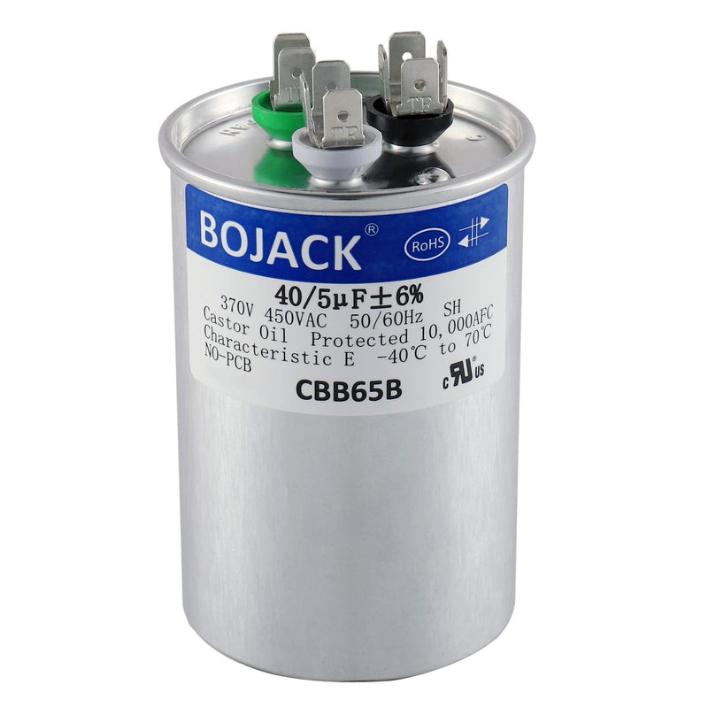 [Australia - AusPower] - BOJACK 40+5 uF 40/5 MFD ±6% 370V/440 VAC CBB65 Dual run circular start capacitor for AC motor run or fan start or condenser straight 