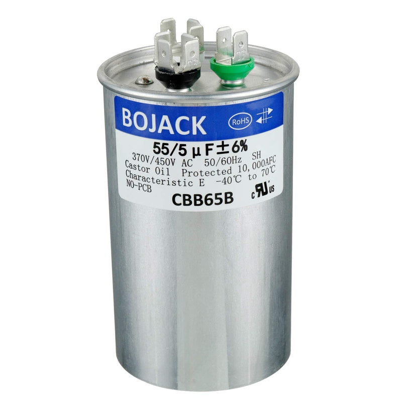 [Australia - AusPower] - BOJACK 55+5uF 55/5MFD ±6% 370V/440V CBB65 Dual run circular start capacitor for AC motor run or fan start or condenser straight 