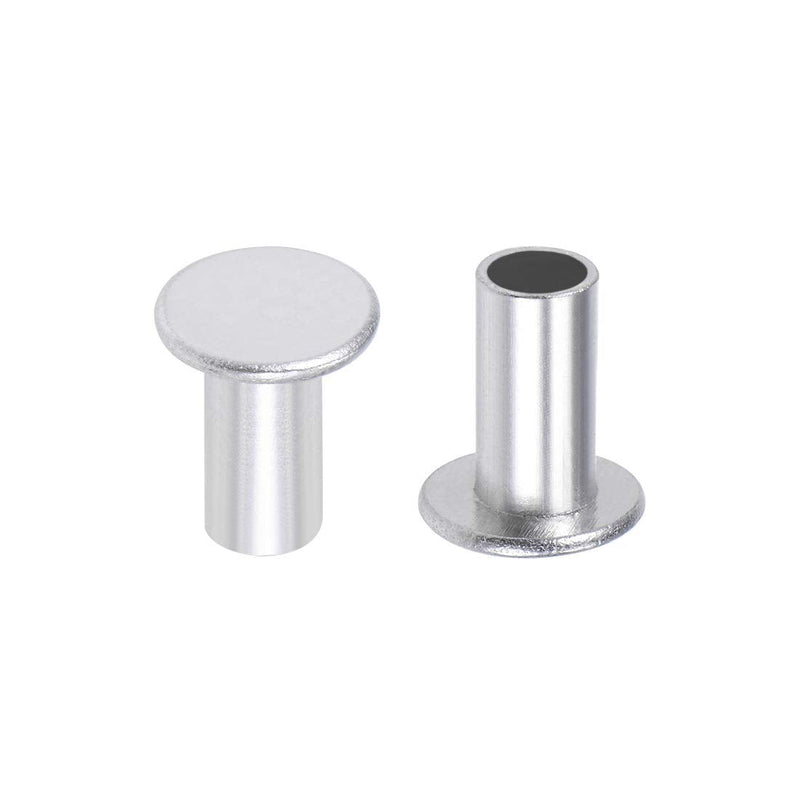 [Australia - AusPower] - uxcell 100 Pcs 6mm x 12mm Aluminum Flat Head Semi-Tubular Rivets Silver Tone M6 x 12mm 