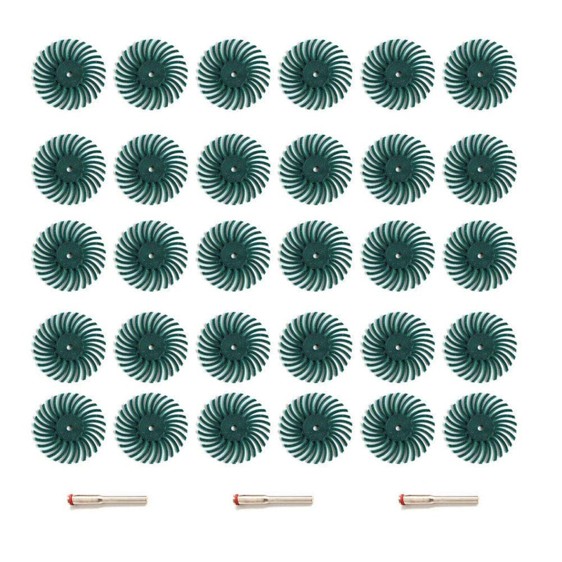 30pcs 1 Inch Radial Bristle Disc Kit with 1/8" 3 mm Shank for Rotary Tools,Detail Abrasive Wheel for Jewelry wood metal Polishing, Bristle Buffing Wheel (Grit 80) Grit 80