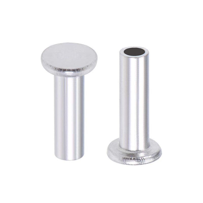 [Australia - AusPower] - uxcell 100 Pcs 3mm x 10mm Aluminum Flat Head Semi-Tubular Rivets Silver Tone 