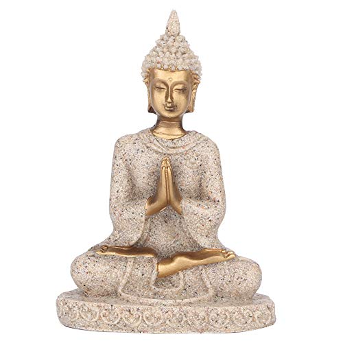 AUNMAS 3in Hand-Carved Sandstone Buddha Statue, Meditation