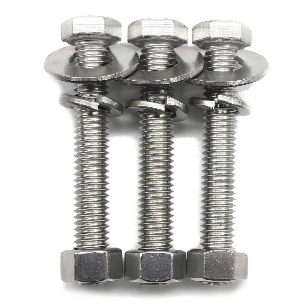 (10 Sets) 1/4-20x2" Stainless Steel Hex Head Screws Bolts, Nuts, Flat & Lock Washers, 18-8 (304) S/S, Fully Threaded by Bolt Fullerkreg (10 Sets) 1/4x2"