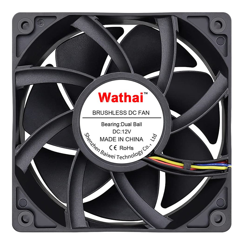 [Australia - AusPower] - Wathai 12038 120mm x 38mm PWM Computer PC Case Fan 12V 4pin 5300rpm 230 CFM High Airflow Duall Ball CFM FG DC Brushless Cooling Fan 12V 4Pin Ball 