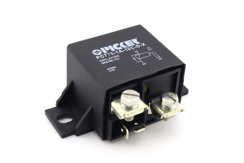PC775-1A-12C-D-X | 75 Amp 12 VDC Automotive High Current Power Relay, SPST-NO 12VDC Coil with Diode & Bifurcated Contacts
