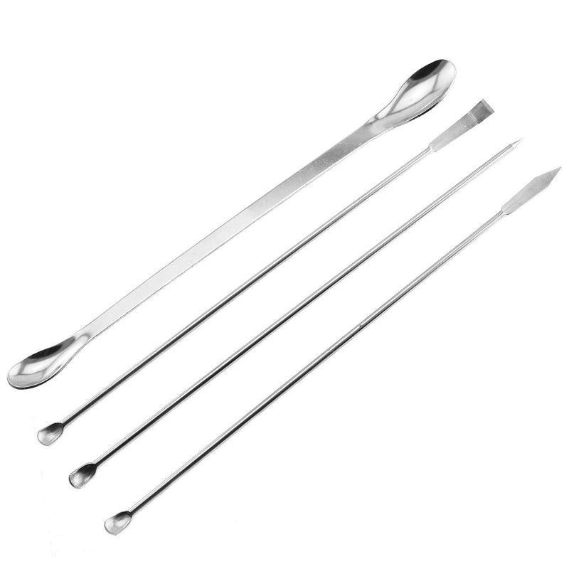 [Australia - AusPower] - Maxmoral 1 Set Stainless Steel Micro Lab Sampling Scoop Spatulas Combination Reagent Spoon Laboratory Supplies (Pack of 4) 