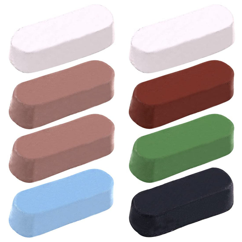 [Australia - AusPower] - Swpeet 8Pcs Polishing Compound Kit, Including 2Pcs White Diamond, 1Pcs Red Rouge, 1Pcs Black Emery, 2Pcs Brown Tripoli, All Purpose 1Pcs Blue with 1Pcs General Green Compounds for Buffing Polishing 