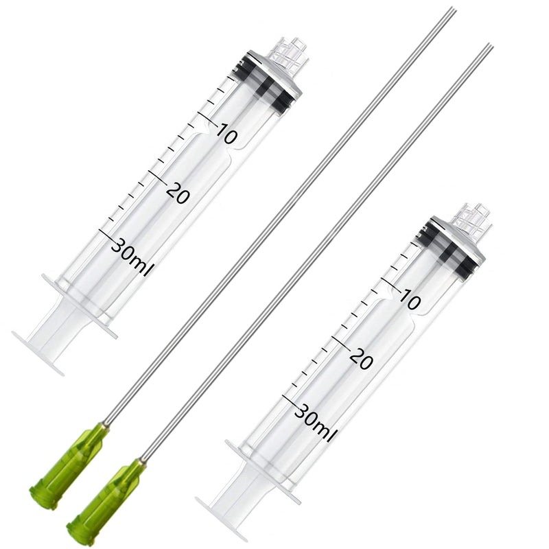 [Australia - AusPower] - 30ml Syringe with Long Tip-14Ga x 7- Blunt Tip and Luer Lock, Great for Measuring and Refilling 